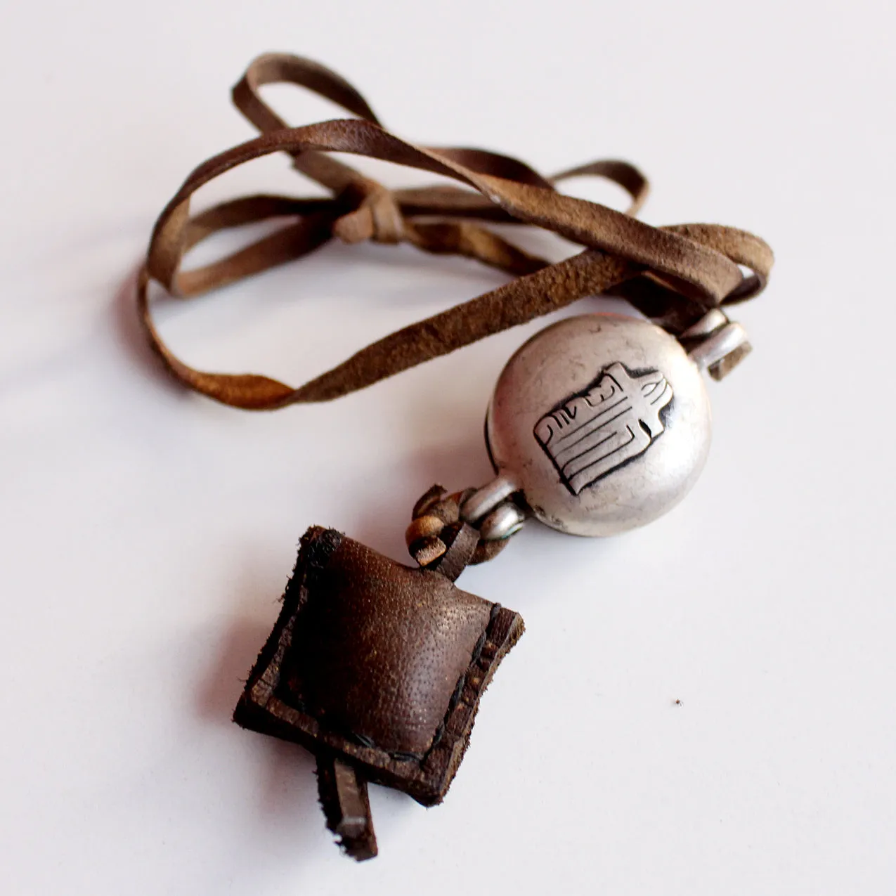Double Dorjee White Metal Ghau Locket