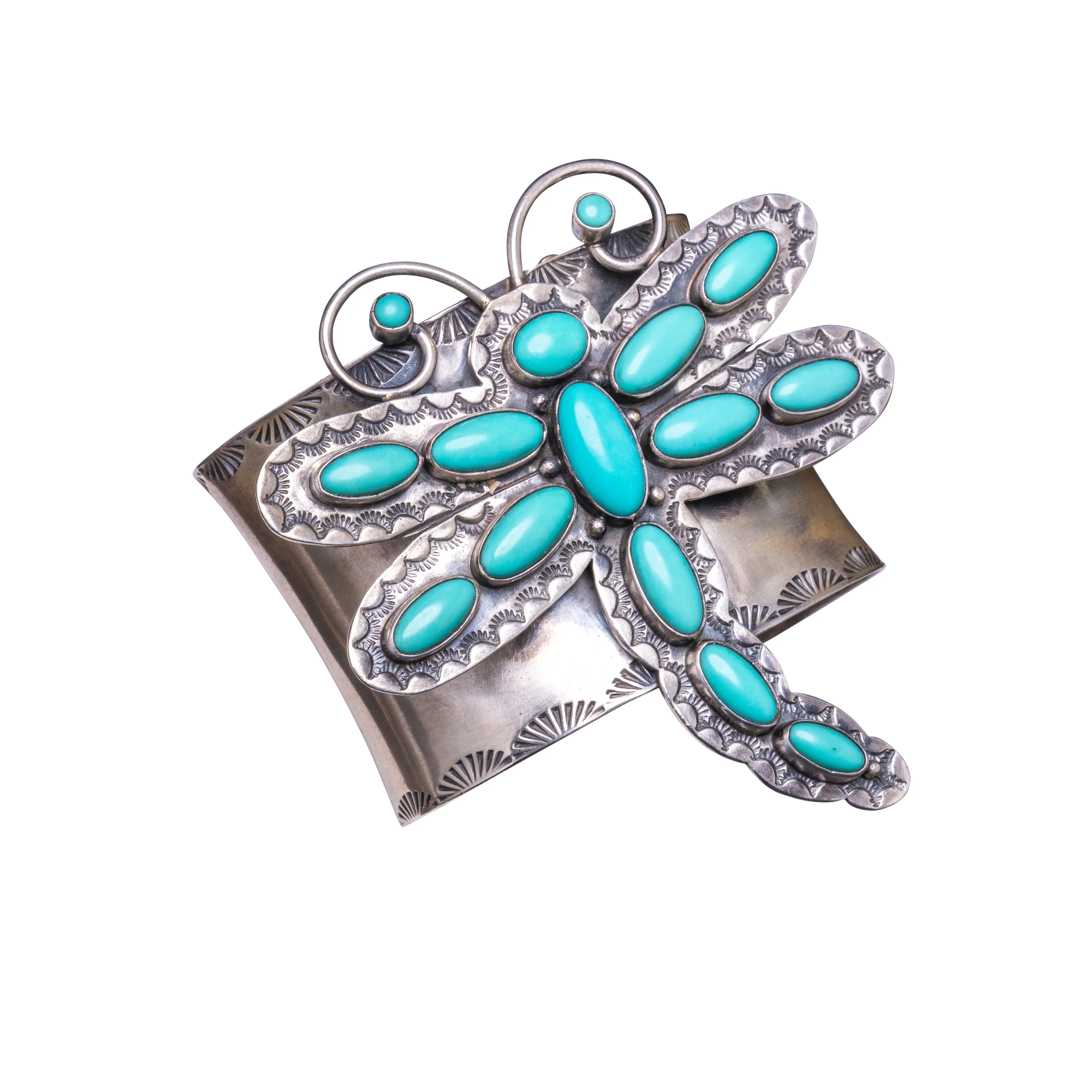 Dragonfly Kingman Turquoise Bracelet | Mark Yazzie