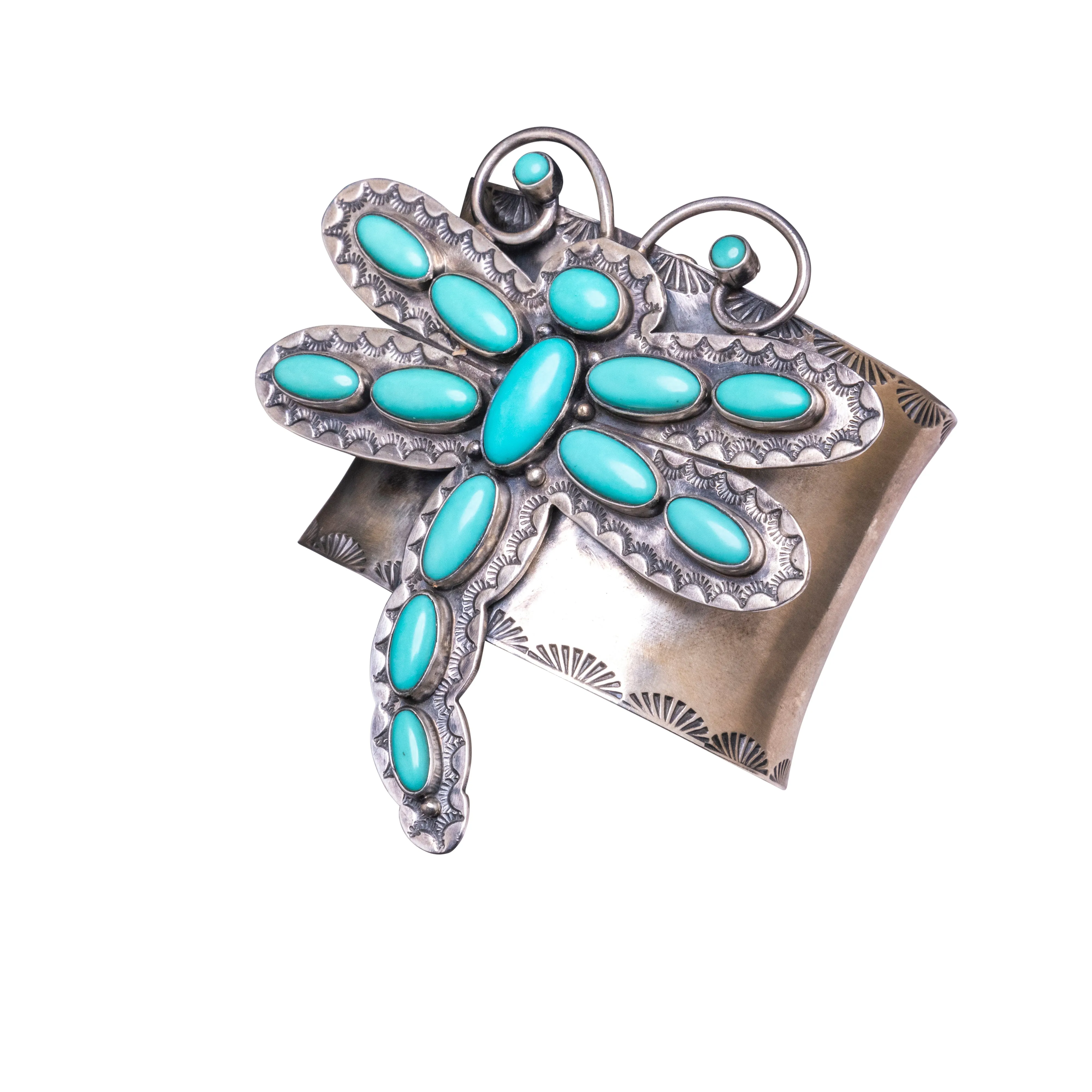 Dragonfly Kingman Turquoise Bracelet | Mark Yazzie