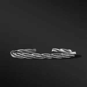 DY Helios Cuff Bracelet in Sterling Silver with Pave Black Diamonds