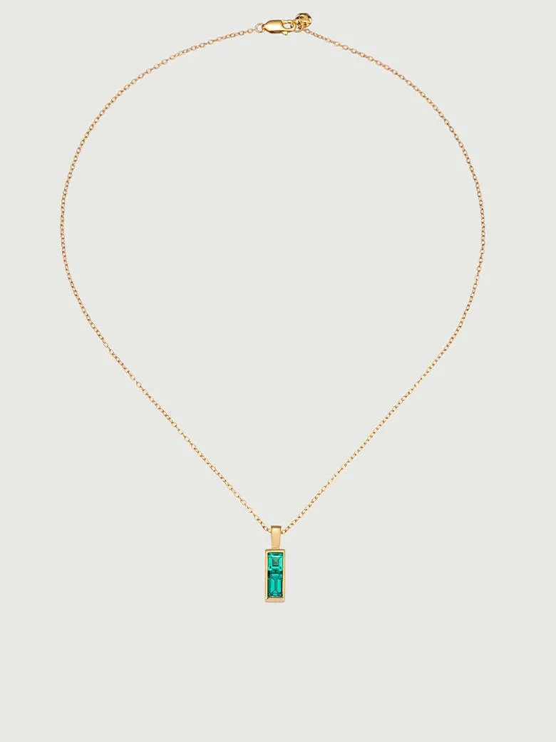 Emerald Bar Charm Necklace