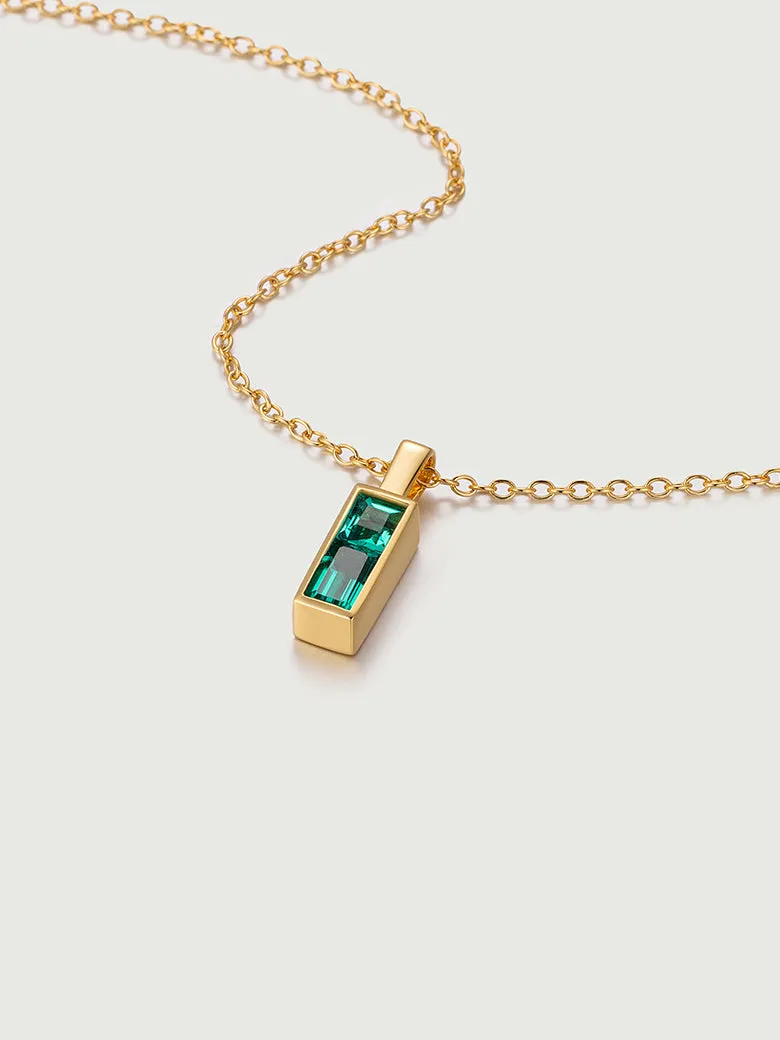 Emerald Bar Charm Necklace