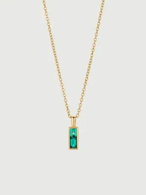 Emerald Bar Charm Necklace