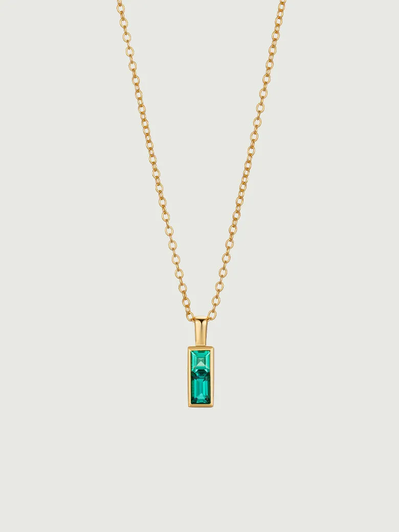 Emerald Bar Charm Necklace