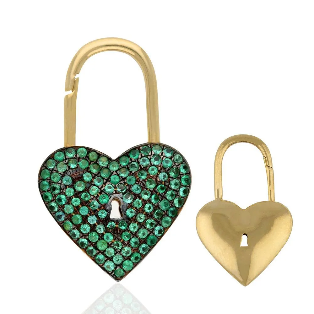 Emerald Heart Pendant of Spring Open /Close 16x25mm