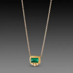 Emerald Necklace with Diamond Trio