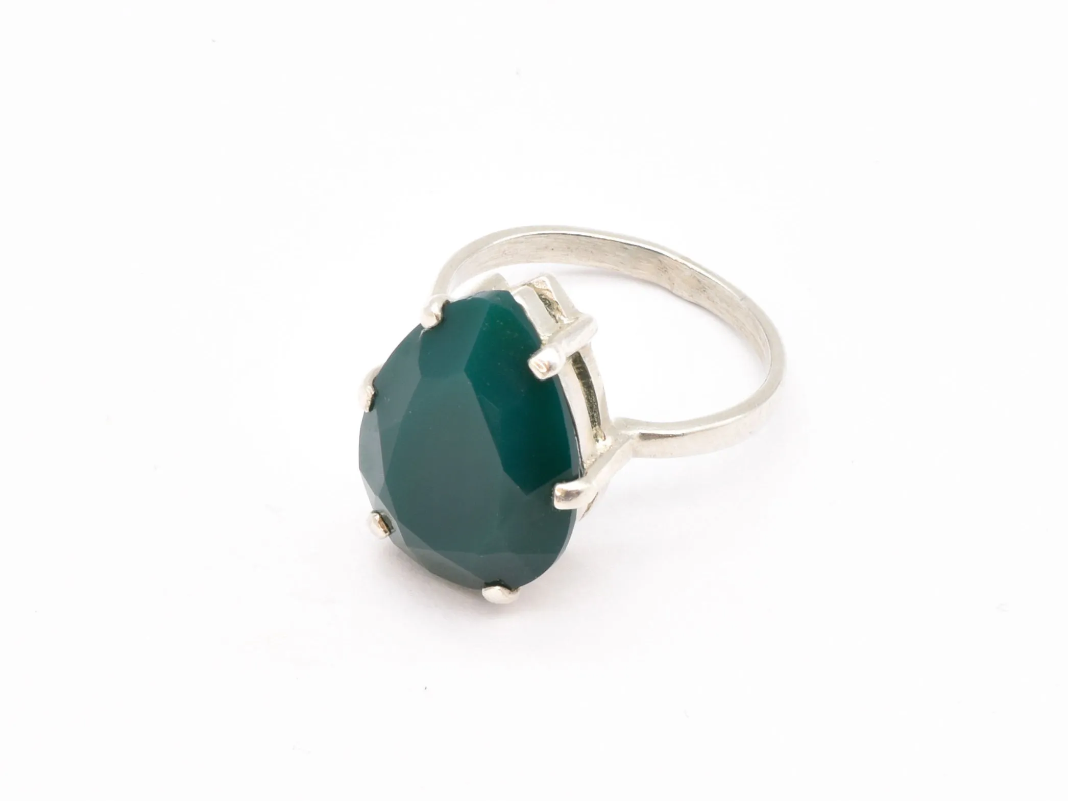 Emerald Statement Ring - Green Teardrop Ring - Large Vintage Ring