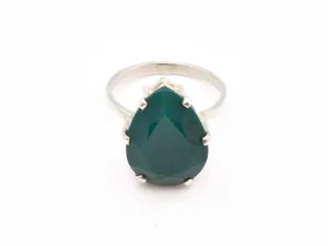 Emerald Statement Ring - Green Teardrop Ring - Large Vintage Ring