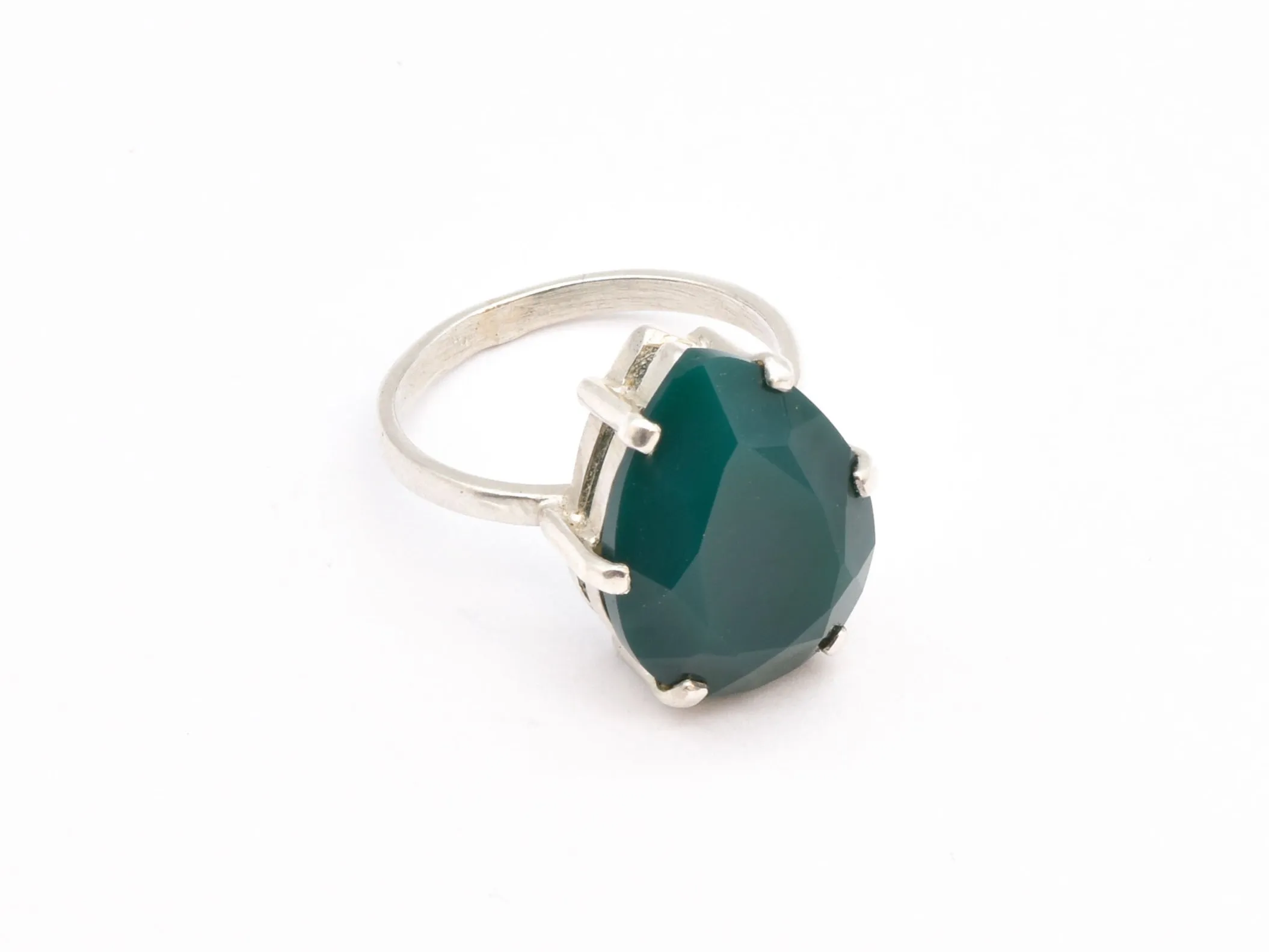 Emerald Statement Ring - Green Teardrop Ring - Large Vintage Ring