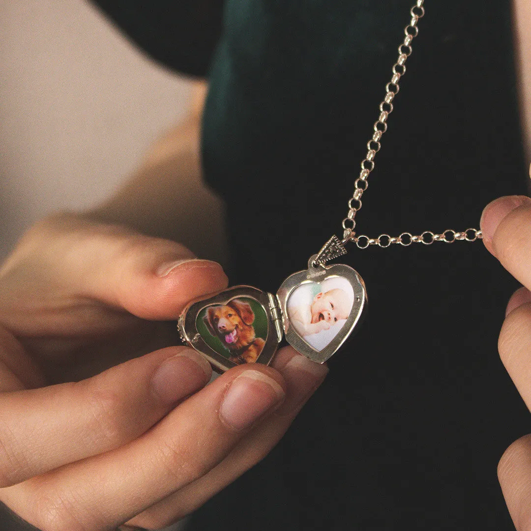 Emerald Vintage Heart Locket | White Gold