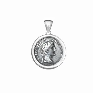 EMPEROR AUGUSTUS Genuine Ancient Roman Coin 27 BC-14 AD Silver Pendant