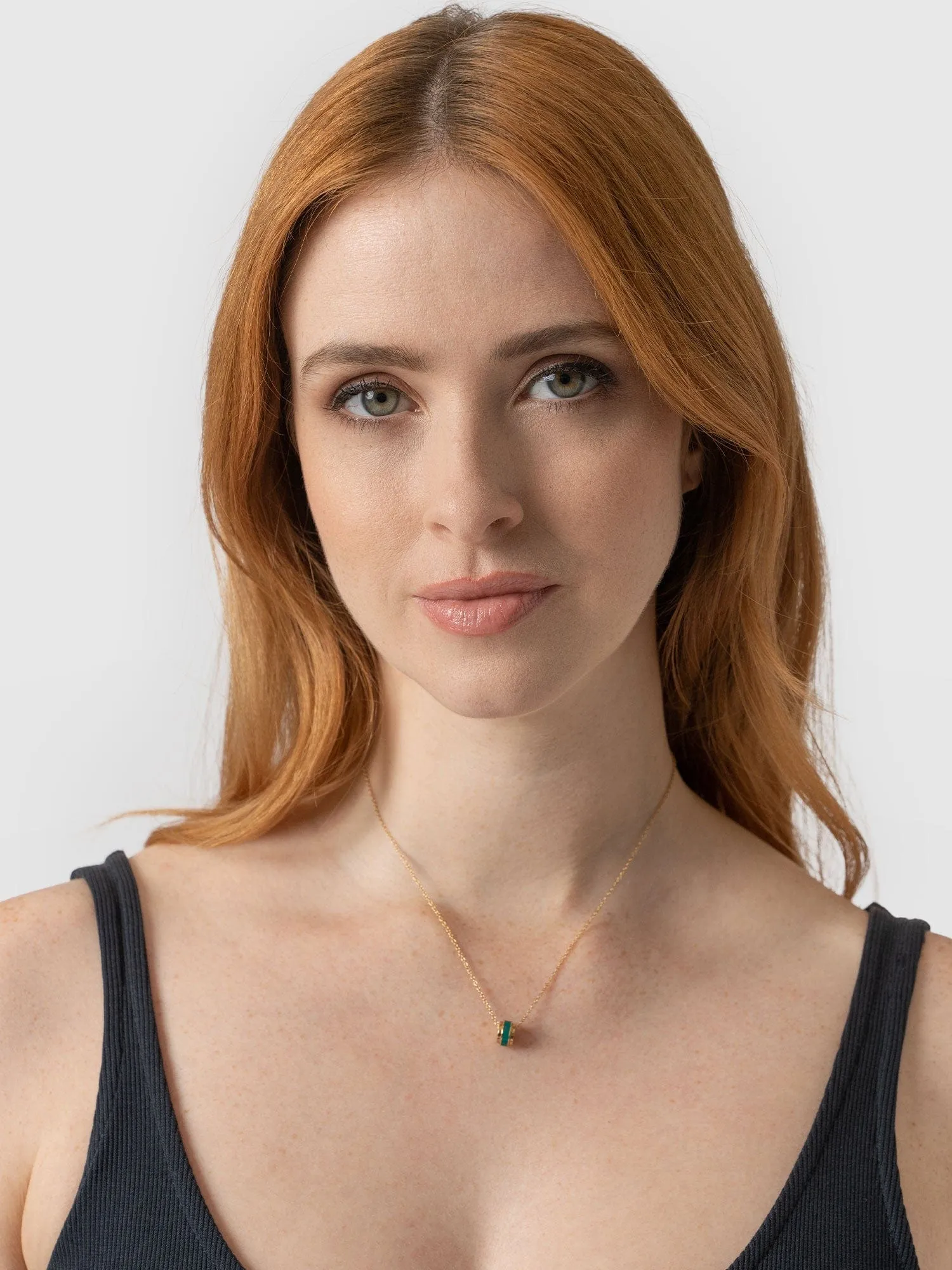 Enamel Stripe Charm Necklace - Gold/Green