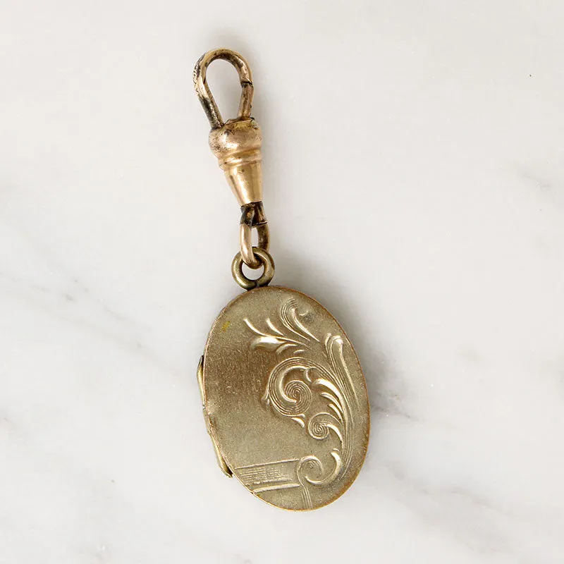 Engraved Victorian Locket on Watch Hook