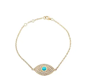 Evil Eye Diamond & Turquoise Bracelet (Large)