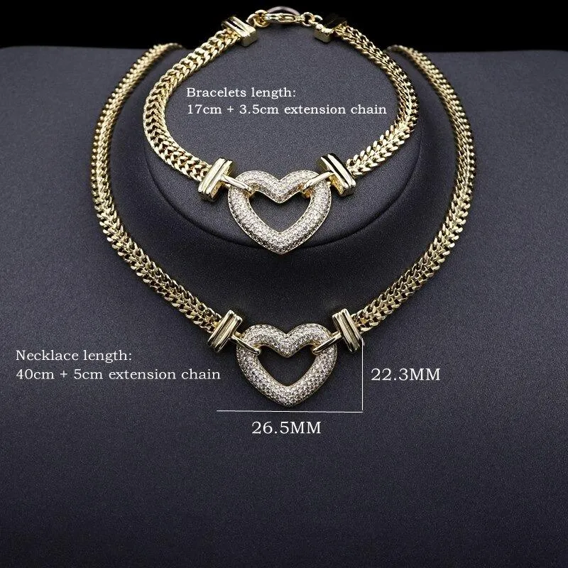 Extravagant Zircon Heart Accent Jewelry Set