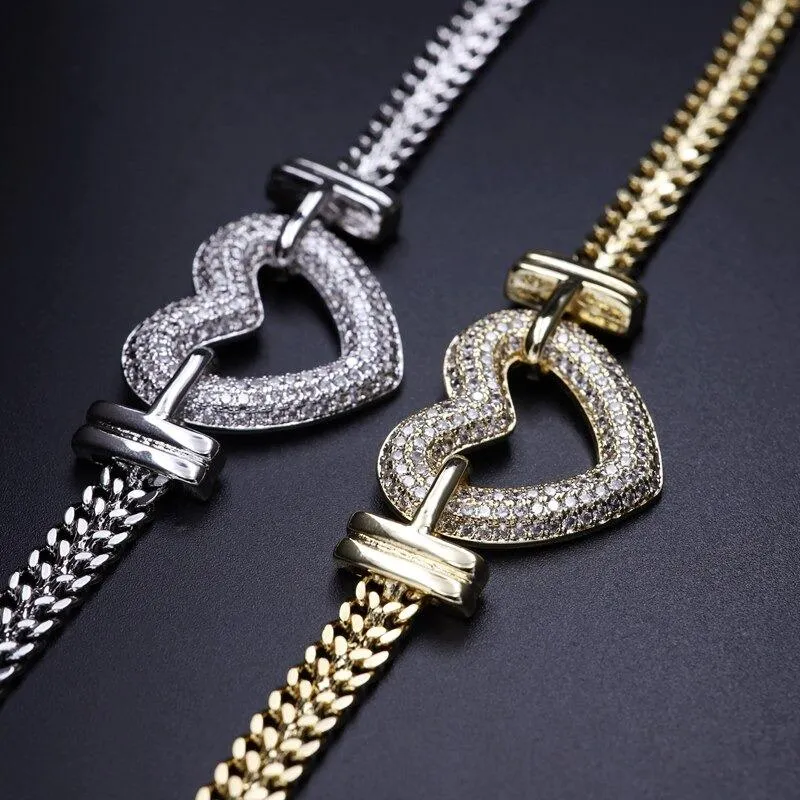 Extravagant Zircon Heart Accent Jewelry Set