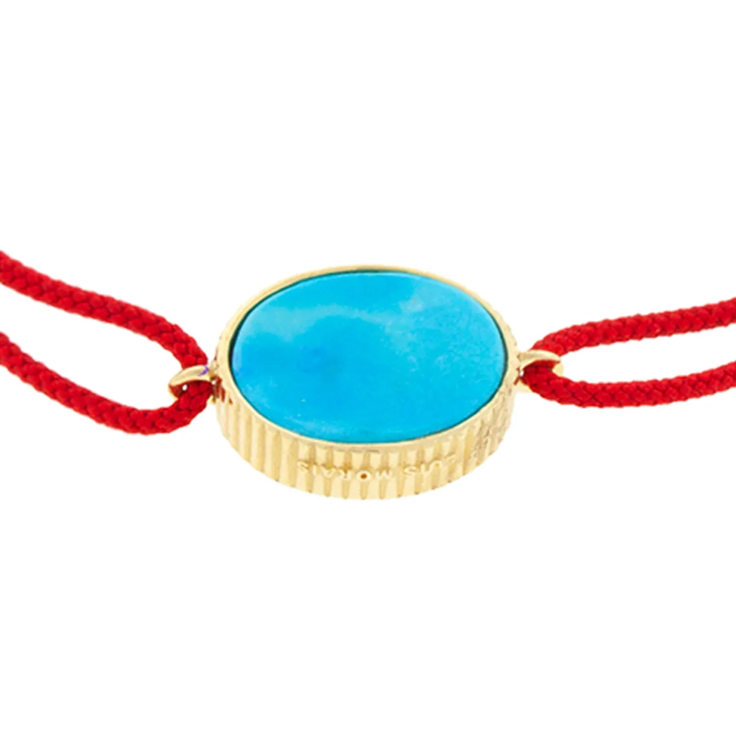 Eye Medallion with White Diamonds and Turquoise on a Red Cord Bracelet