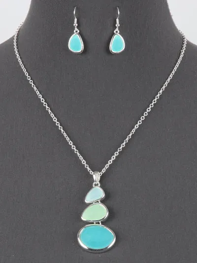 Fashion Turquoise Necklace, Sea Glass Womens Necklace Turquoise Set