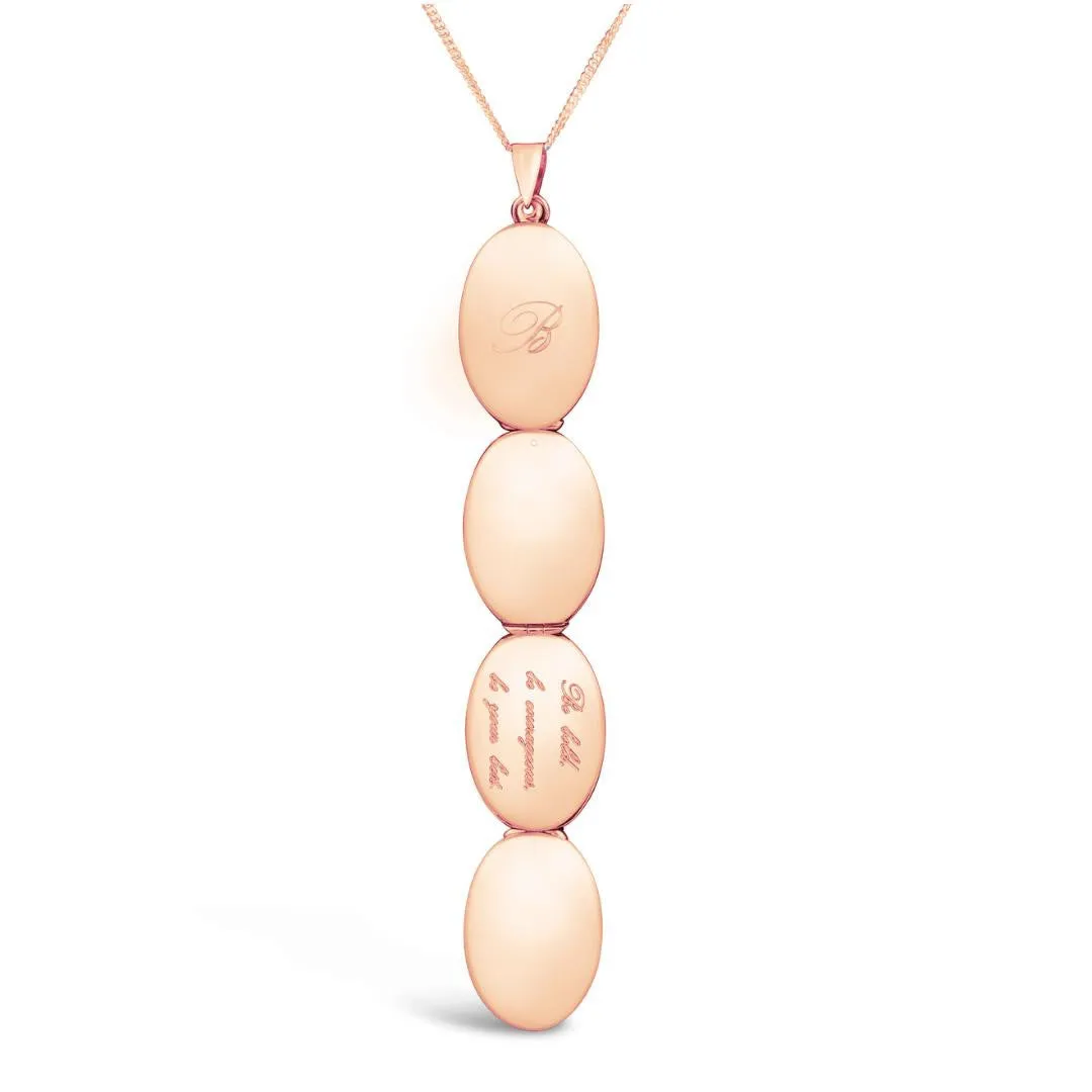 Four Photo Oval Butterfly Locket | Rose Gold