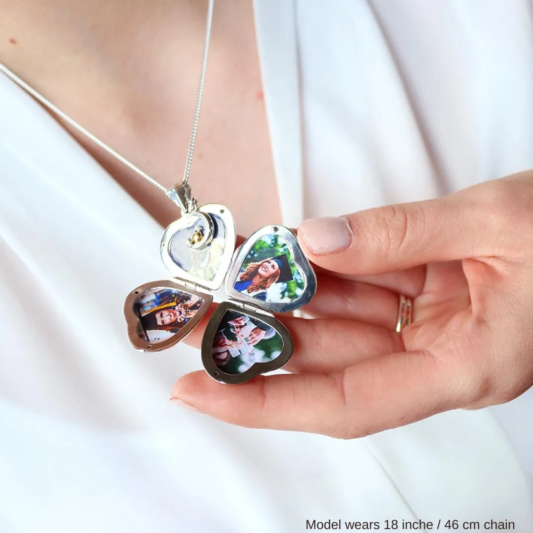Four Picture Heart Locket | Silver