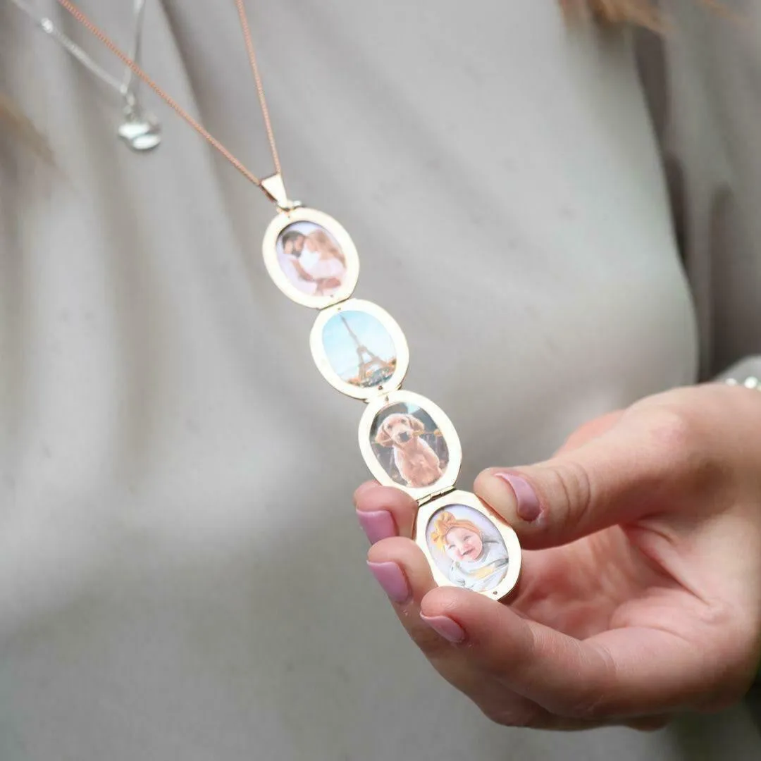 Four Picture Oval Locket | Rose Gold