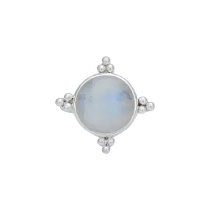 Full Moon Sterling Silver Rainbow Moonstone Ring