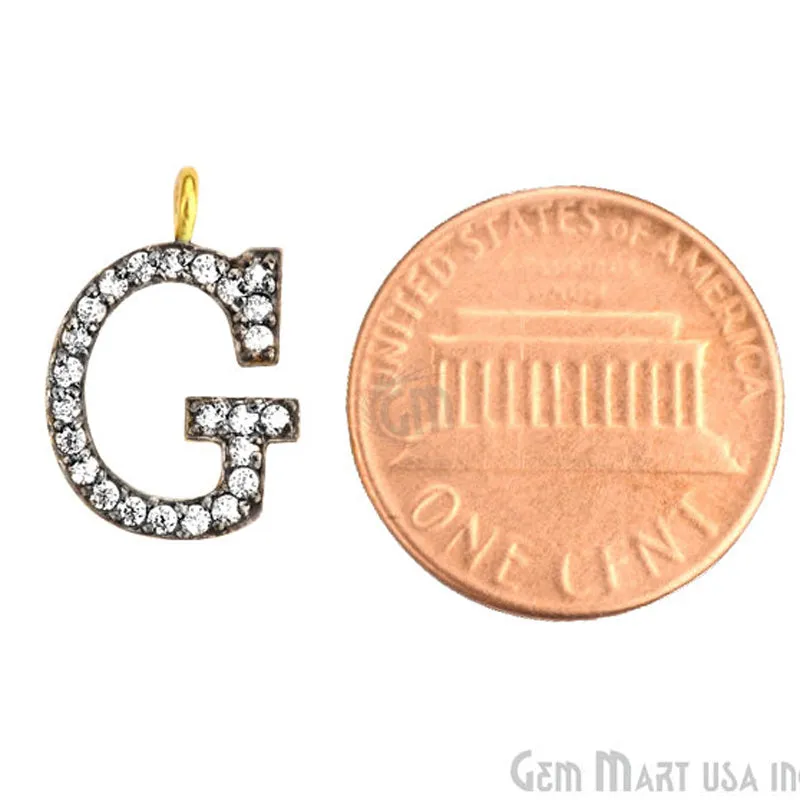 'G' Alphabet Charm CZ Pave Gold Vermeil Charm for Bracelet & Pendants