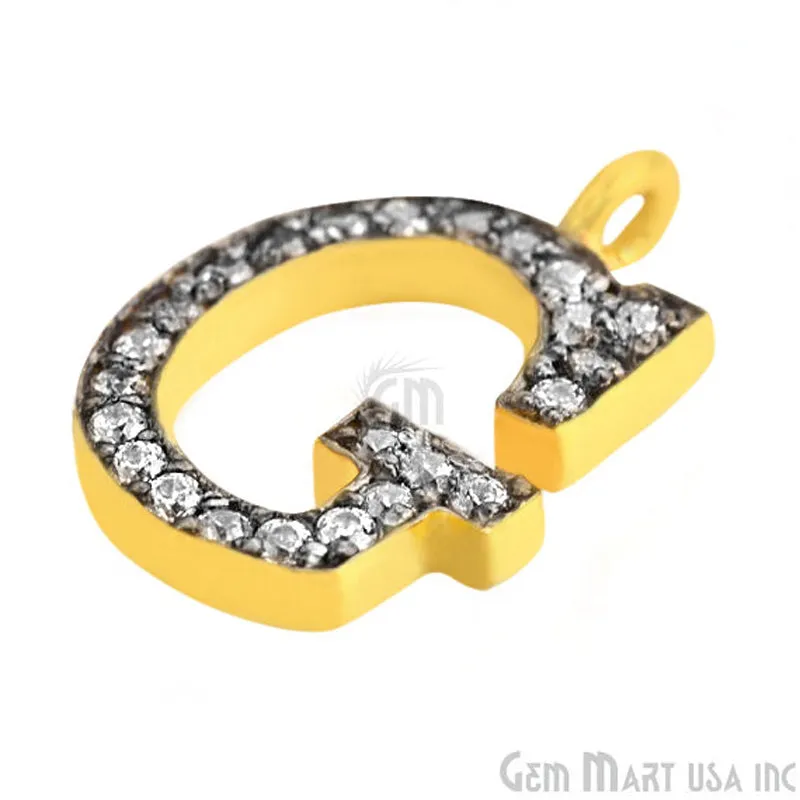 'G' Alphabet Charm CZ Pave Gold Vermeil Charm for Bracelet & Pendants
