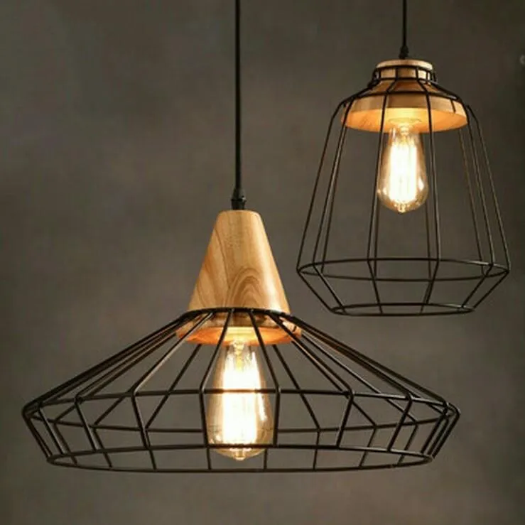 Gaetana Classic Industrial Caged Black Pendant Light
