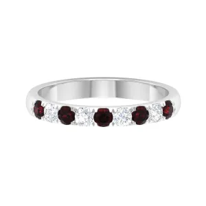 Garnet and Diamond Half Eternity Band Ring