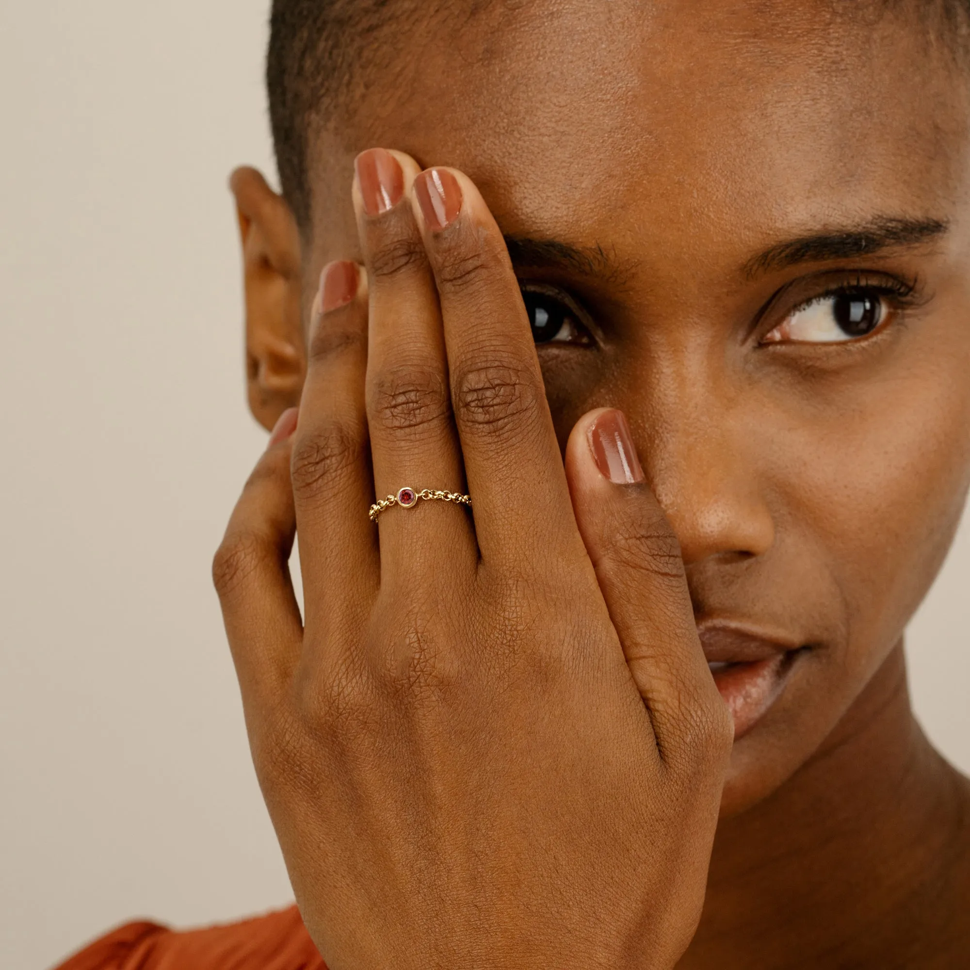 Garnet Chain Ring, Adriana