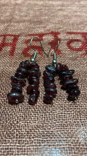 Garnet Chips Dual-Strand Earrings