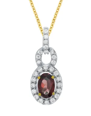 Garnet Pendant - 10ct Yellow Gold Garnet & Diamond Pendant - 786657