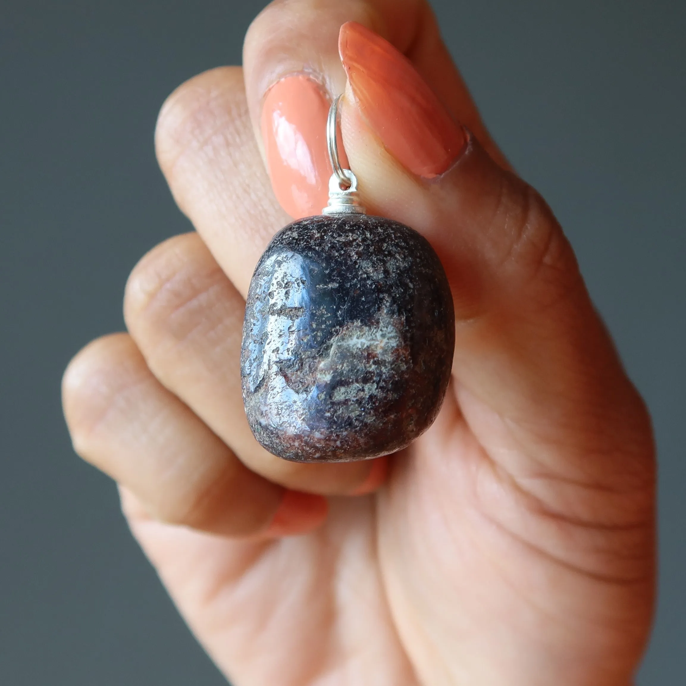 Garnet Pendant Chunky Abundance Red Stone