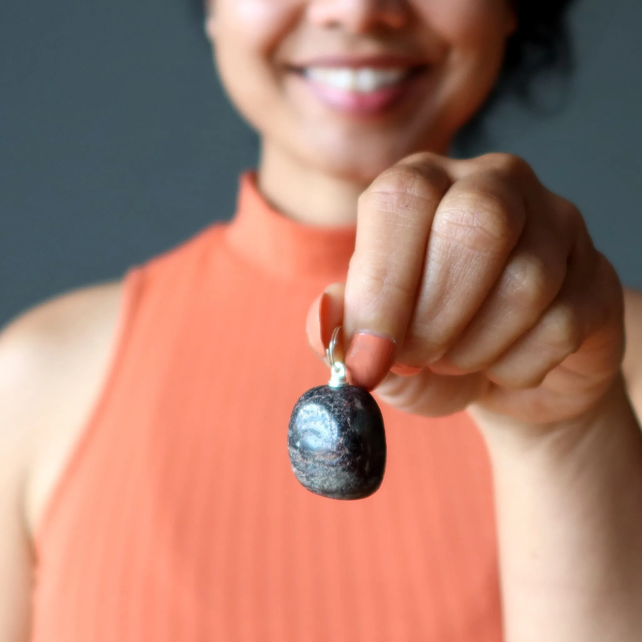 Garnet Pendant Chunky Abundance Red Stone