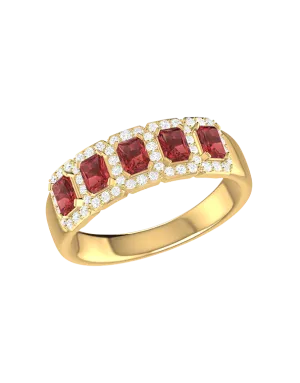 Garnet Ring - 10ct Yellow Gold Garnet & Diamond Ring - 787952