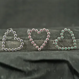 Genuine Pave Diamond Sapphire Ruby Emerald Heart Pendant 925 Silver Love Jewelry