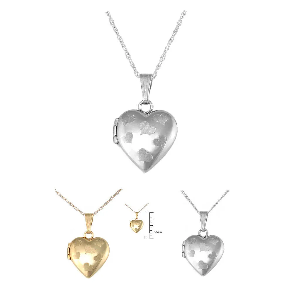 Girls Jewelry - 15 Inches Gold Or Silver Etched Heart Locket Necklace