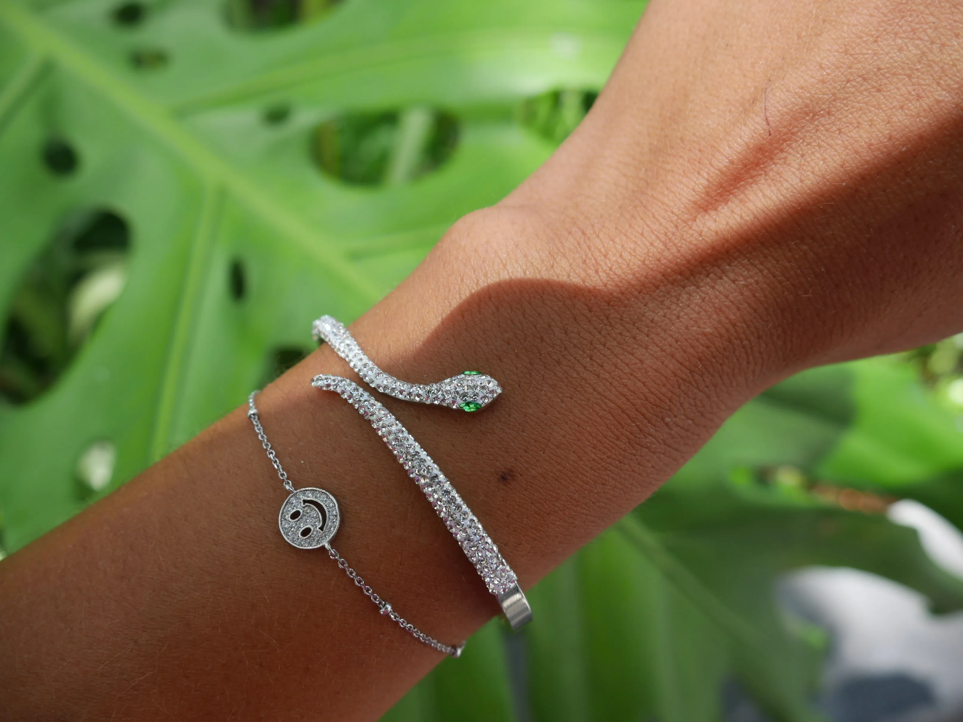 Glamorous Snake Bracelet, Diamond CZ Snake Cuff Bracelet