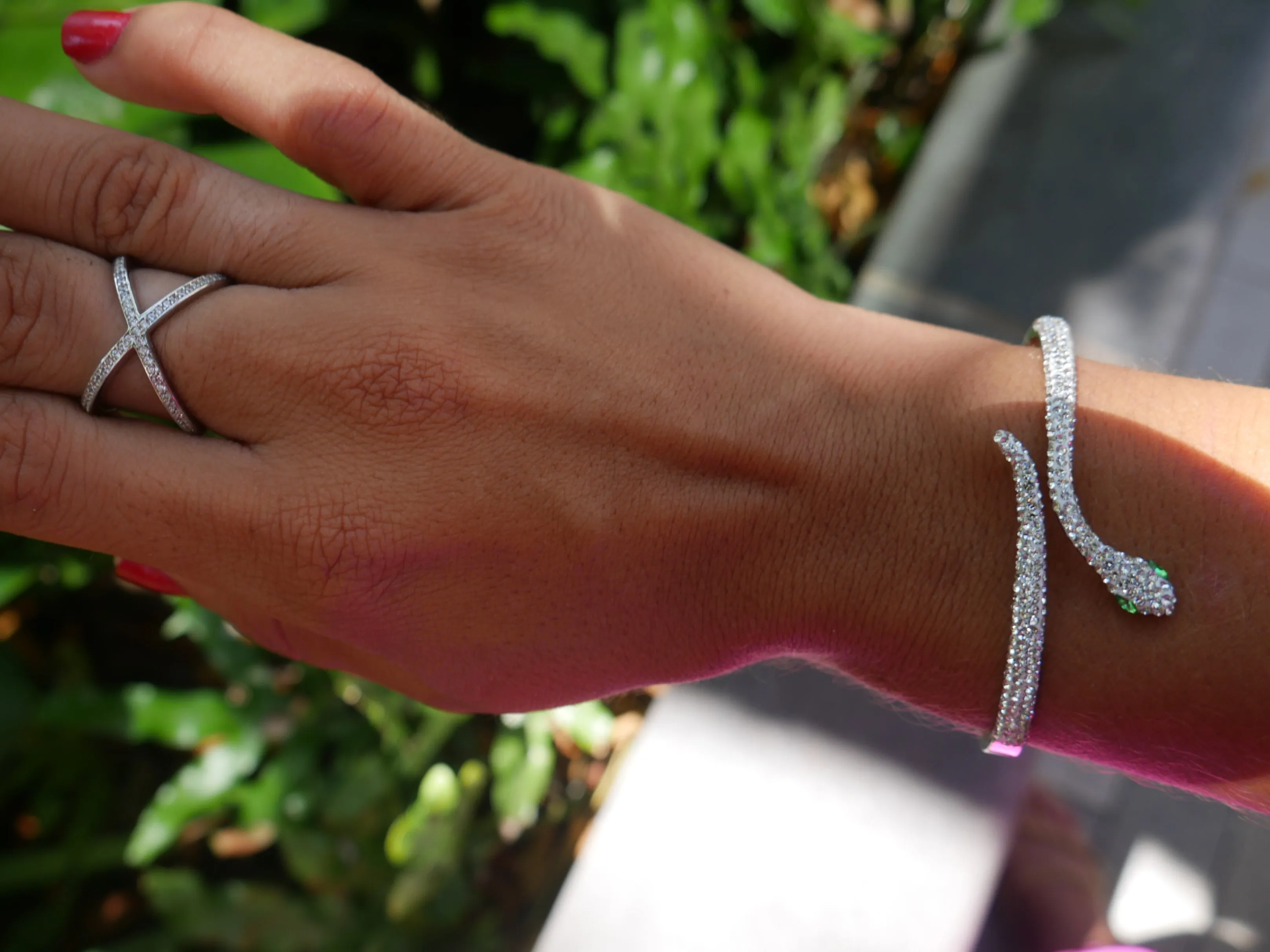 Glamorous Snake Bracelet, Diamond CZ Snake Cuff Bracelet