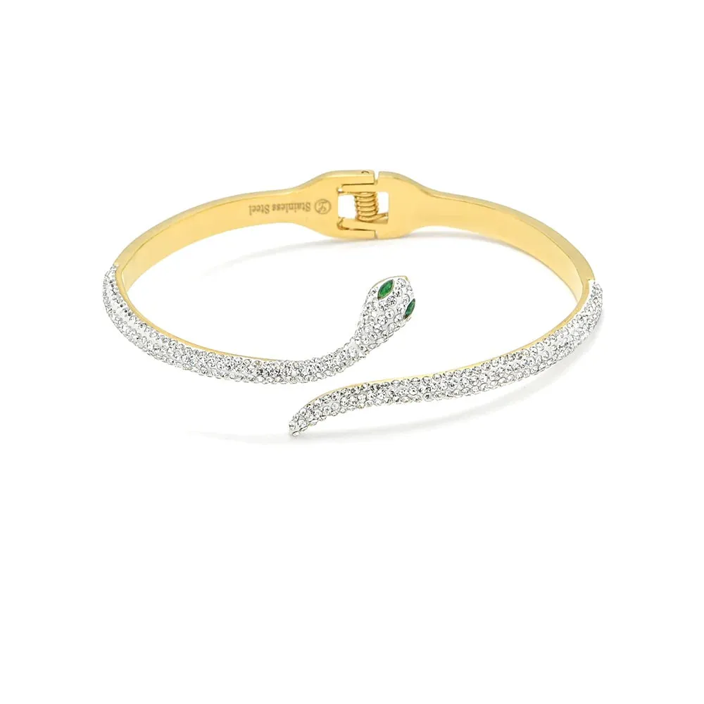 Glamorous Snake Bracelet, Diamond CZ Snake Cuff Bracelet