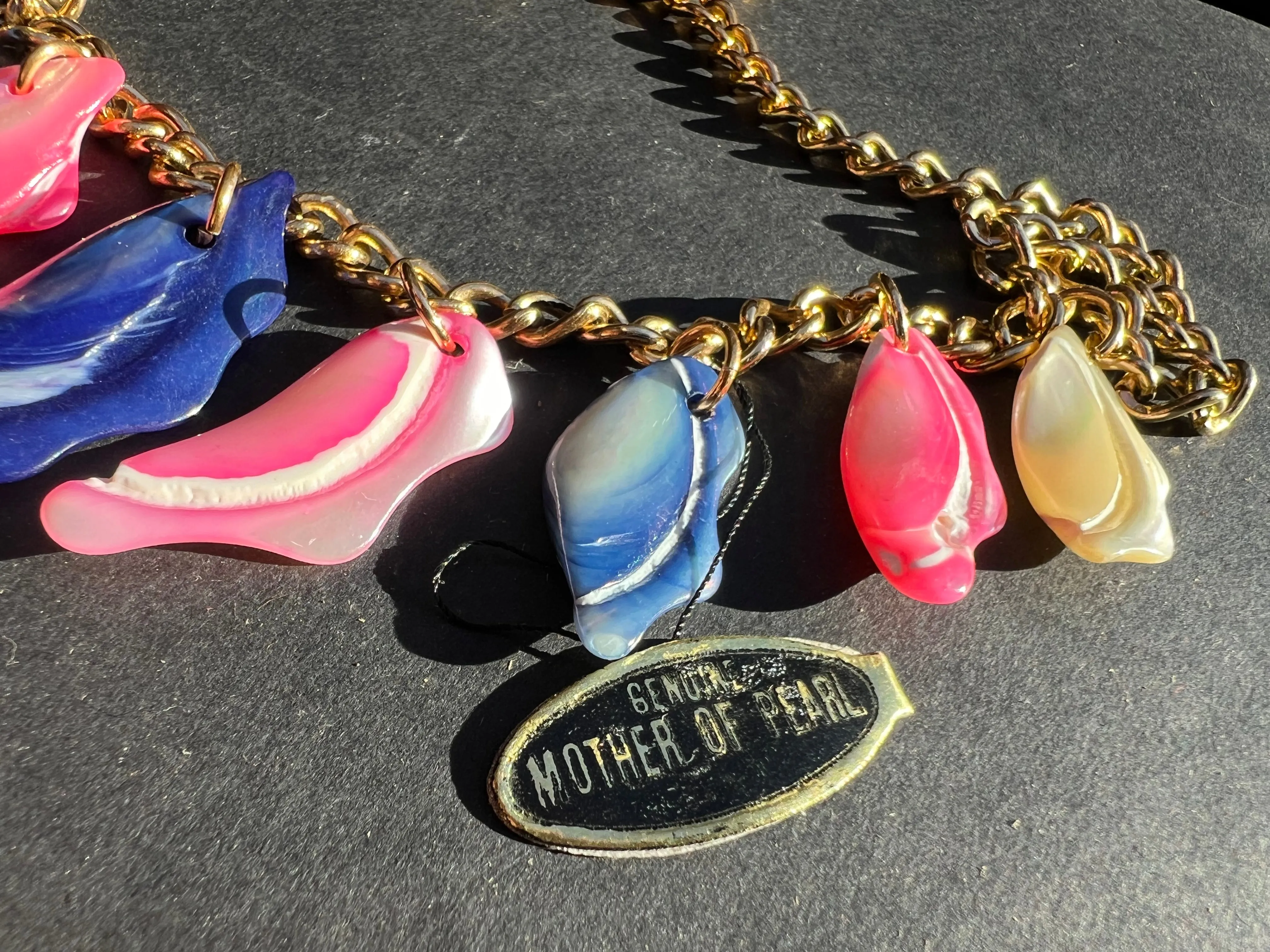 Gloriously Colourful 1970s Mother of Pearl Neckalce