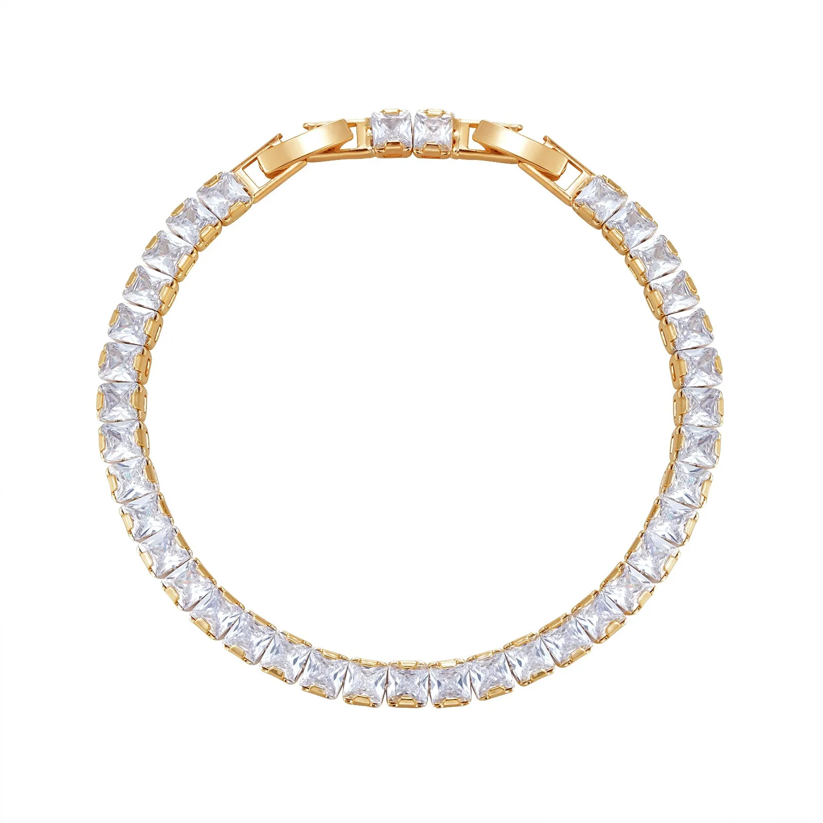 Gold 5A Cubic Zirconia Crystals Bracelet Chains  for Bridal CK10053