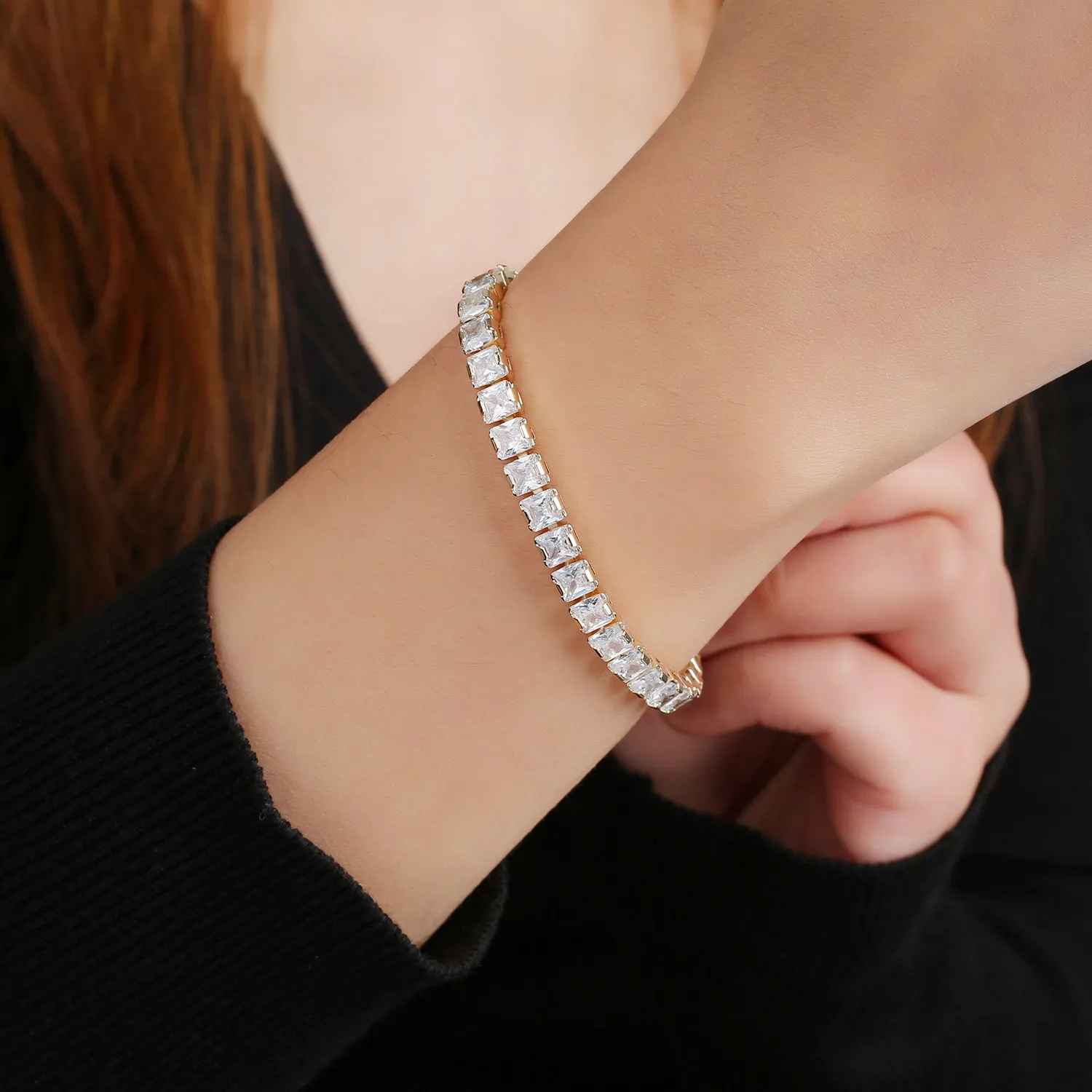 Gold 5A Cubic Zirconia Crystals Bracelet Chains  for Bridal CK10053