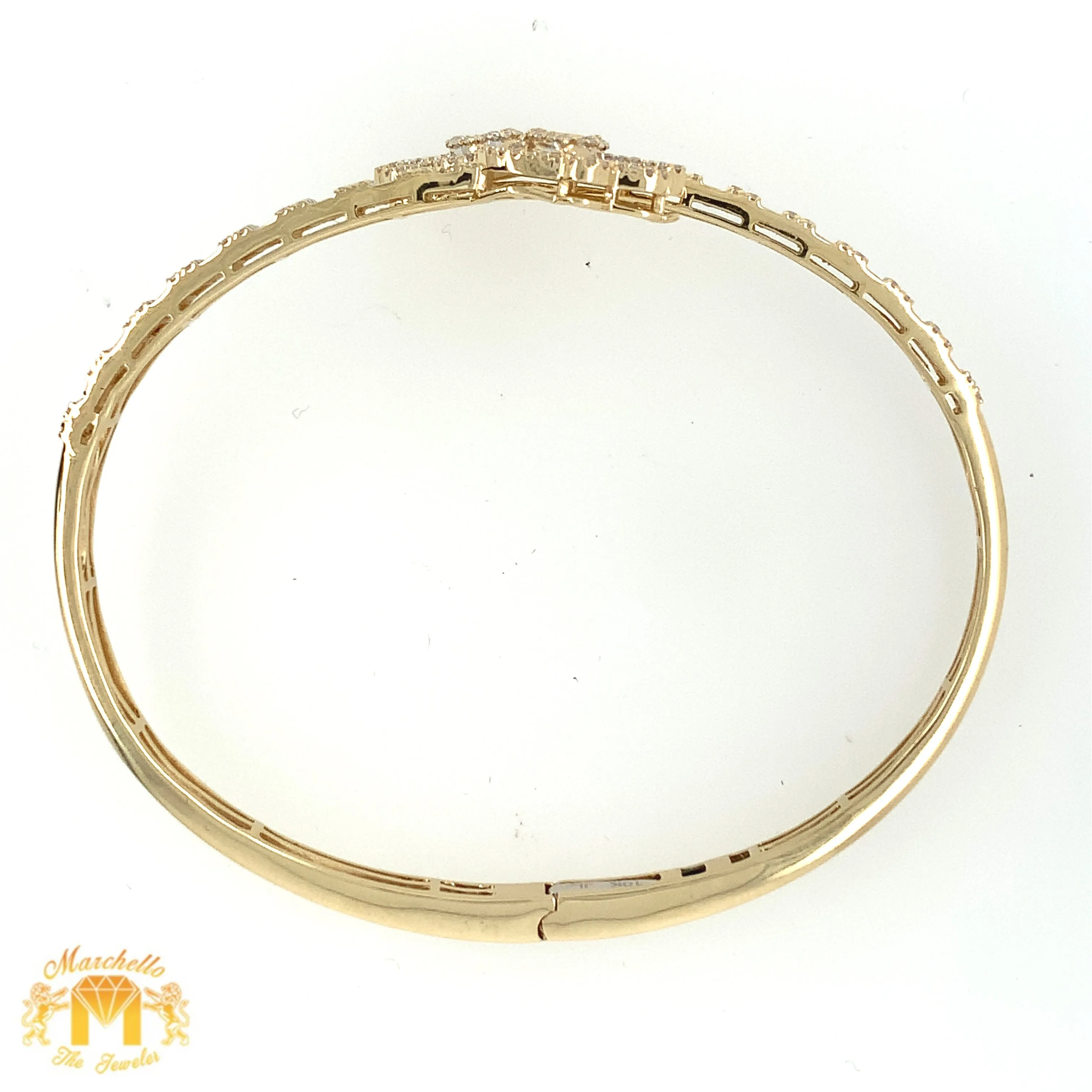 Gold and Diamond Twin Hamsas Cuff Bracelet (choose your color)