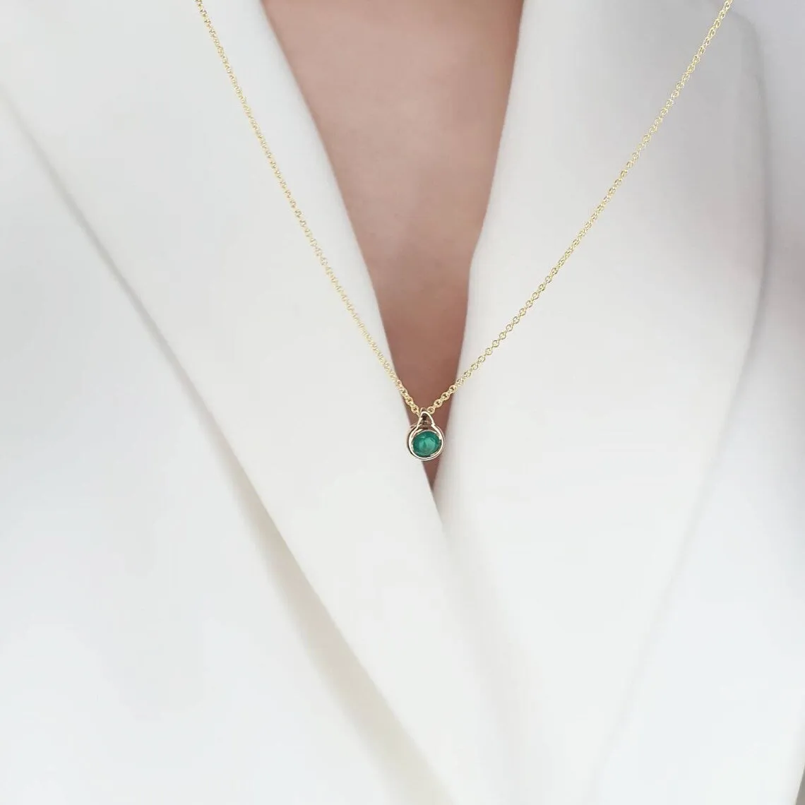 Gold Emerald Necklace