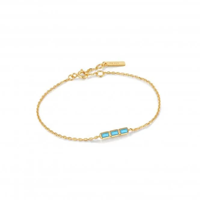 Gold Turquoise Bar Bracelet B033-01G
