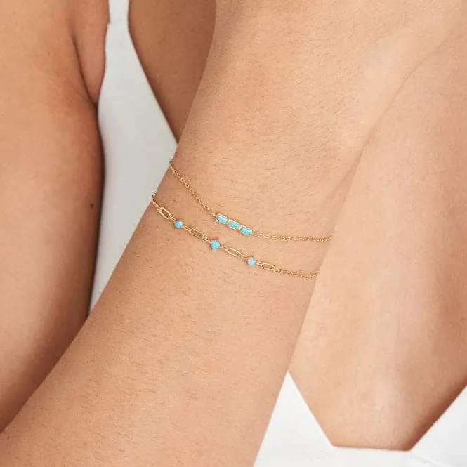 Gold Turquoise Bar Bracelet B033-01G