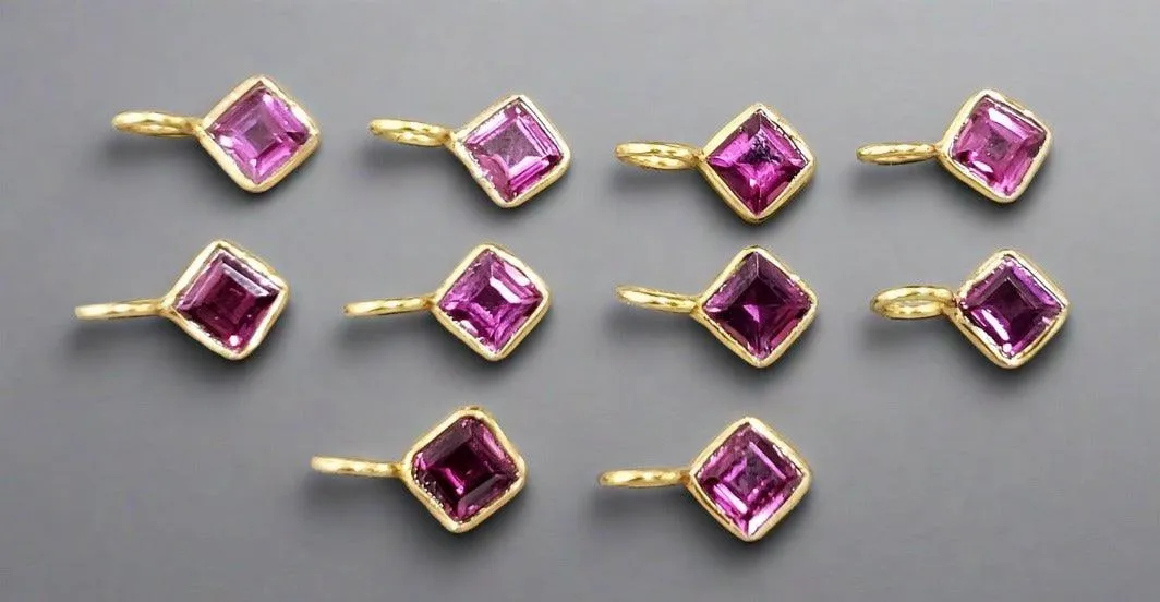 Gold Vermeil Rhodolite Garnet Charm Pendant