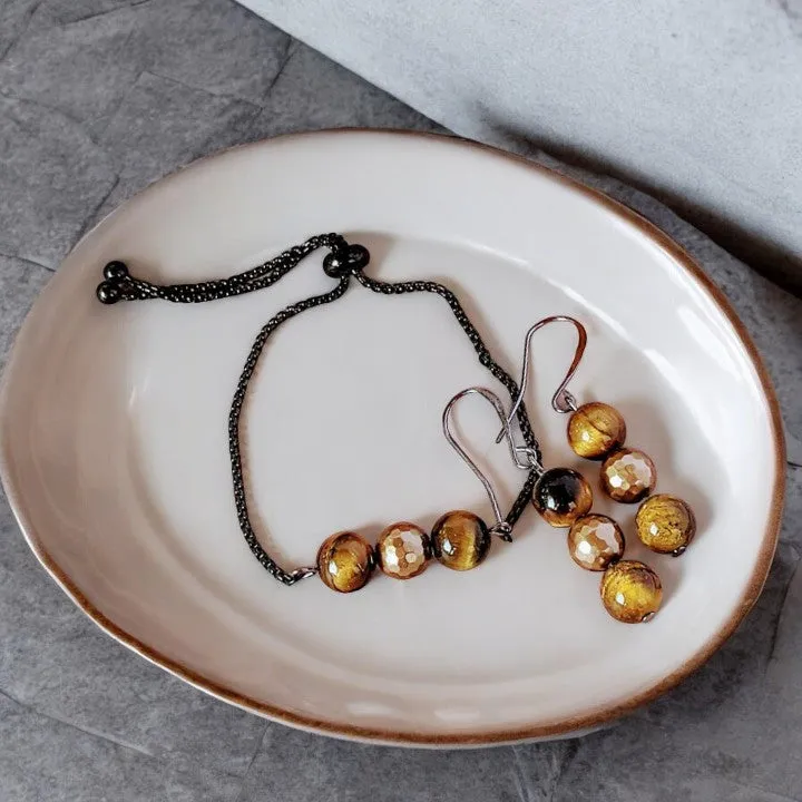 Golden Tiger's Eye Bracelet/Earring Set